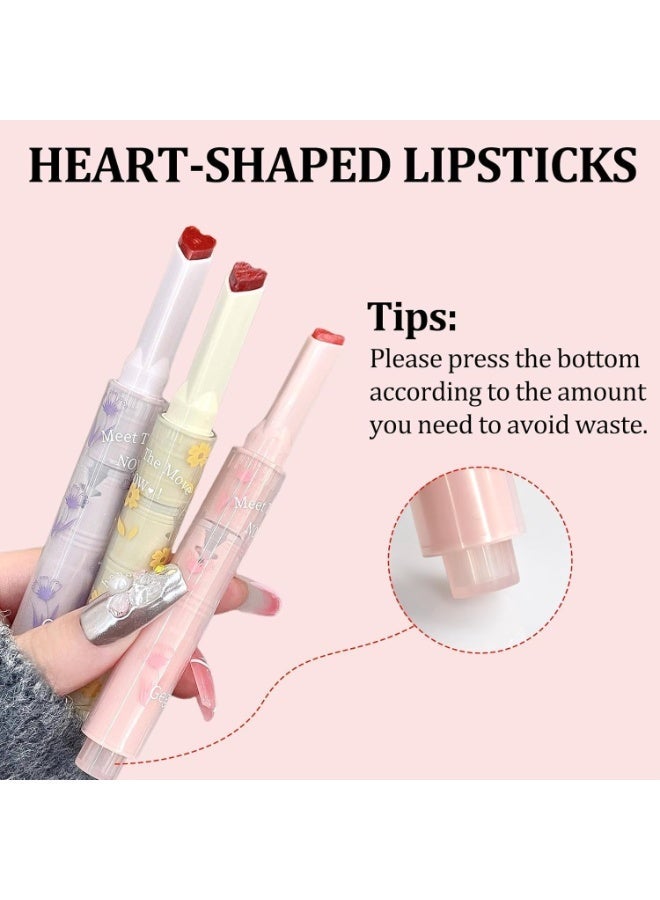 ChicAbode Jelly Lipstick, Tinted Lip Gloss Heart Shape Lip Stain, Mirror Moisturizing Lip Glaze, Long Lasting Nourishing Lip Glow Balm, Non-sticky, Vivid Color Glossy Lip Gloss Lip Makeup, 04#05#06 - Image 2